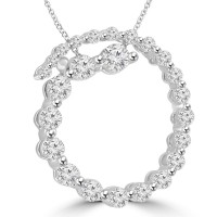 2.00 Ct tw Round Diamond Spiral Circle Pendant in 14 kt With 16 inch Chain 2.00 Ct tw Round Diamond Spiral Circle Pendant in 14 kt With 16 inch Chain