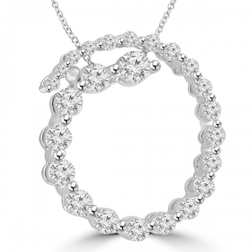 2.00 Ct tw Round Diamond Spiral Circle Pendant in 14 kt With 16 inch Chain