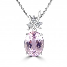10.56 Ct Oval Shape Pink Kunzite with Marquise and Princess Cut Diamond Pendant 10.56 Ct Oval Shape Pink Kunzite with Marquise and Princess Cut Diamond Pendant
