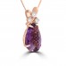 7.45 ct Pear Shape Amethyst & Round Cut Diamond Pendant Necklace in 14 kt Rose Gold 7.45 ct Pear Shape Amethyst & Round Cut Diamond Pendant Necklace in 14 kt Rose Gold