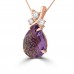 7.45 ct Pear Shape Amethyst & Round Cut Diamond Pendant Necklace in 14 kt Rose Gold 7.45 ct Pear Shape Amethyst & Round Cut Diamond Pendant Necklace in 14 kt Rose Gold