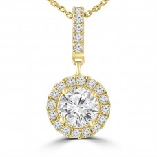 0.96 Ct Ladies Round Cut Diamond Solitaire Pendant Yellow Gold 0.96 Ct Ladies Round Cut Diamond Solitaire Pendant Yellow Gold
