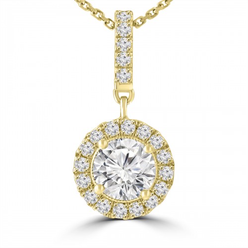 0.96 Ct Ladies Round Cut Diamond Solitaire Pendant Yellow Gold 0.96 Ct Ladies Round Cut Diamond Solitaire Pendant Yellow Gold