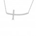 0.60 ct Ladies White Gold Horizontal Curved Cross Necklace 0.60 ct Ladies White Gold Horizontal Curved Cross Necklace