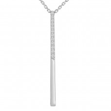 0.14 ct Round Cut Diamond Stick Bar Vertical Long Pendant Necklace for Women (G Color SI-1 Clarity) in 14 kt White Gold with 16 inch Chain Included 0.14 ct Round Cut Diamond Stick Bar Vertical Long Pendant Necklace for Women (G Color SI-1 Clarity) in 14 kt White Gold with 16 inch Chain Included