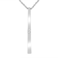 0.10 ct Round Cut Diamond Stick Bar Vertical Long Pendant Necklace for Women (G Color SI-1 Clarity) in 14 kt White Gold with 16 inch Chain Included 0.10 ct Round Cut Diamond Stick Bar Vertical Long Pendant Necklace for Women (G Color SI-1 Clarity) in 14 kt White Gold with 16 inch Chain Included