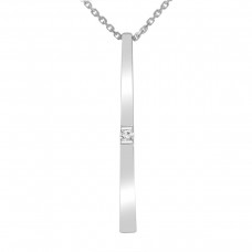 0.10 ct Round Cut Diamond Stick Bar Vertical Long Pendant Necklace for Women (G Color SI-1 Clarity) in 14 kt White Gold with 16 inch Chain Included 0.10 ct Round Cut Diamond Stick Bar Vertical Long Pendant Necklace for Women (G Color SI-1 Clarity) in 14 kt White Gold with 16 inch Chain Included