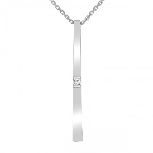0.10 ct Round Cut Diamond Stick Bar Vertical Long Pendant Necklace for Women (G Color SI-1 Clarity) in 14 kt White Gold with 16 inch Chain Included 0.10 ct Round Cut Diamond Stick Bar Vertical Long Pendant Necklace for Women (G Color SI-1 Clarity) in 14 kt White Gold with 16 inch Chain Included