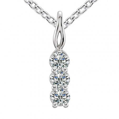 0.50 Ct Ladies Three Stone Round Cut Diamond Pendant / Necklace 0.50 Ct Ladies Three Stone Round Cut Diamond Pendant / Necklace