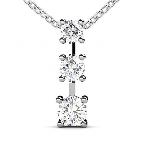 0.50 Ct Ladies Three Stone Round Cut Diamond Pendant / Necklace 0.50 Ct Ladies Three Stone Round Cut Diamond Pendant / Necklace