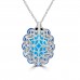 13.18 ct Oval Shaped Turquoise, Tanzanite and Black Diamond Pendant Necklace (G-H Color SI-2 I-1 Clarity) in 14 kt White Gold 13.18 ct Oval Shaped Turquoise, Tanzanite and Black Diamond Pendant Necklace (G-H Color SI-2 I-1 Clarity) in 14 kt White Gold