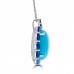 13.18 ct Oval Shaped Turquoise, Tanzanite and Black Diamond Pendant Necklace (G-H Color SI-2 I-1 Clarity) in 14 kt White Gold 13.18 ct Oval Shaped Turquoise, Tanzanite and Black Diamond Pendant Necklace (G-H Color SI-2 I-1 Clarity) in 14 kt White Gold