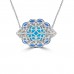 7.42 ct Oval Shaped Turquoise, Tanzanite and Diamonds Pendant Necklace (G-H Color SI-2 I-1 Clarity) in 14 kt White Gold 7.42 ct Oval Shaped Turquoise, Tanzanite and Diamonds Pendant Necklace (G-H Color SI-2 I-1 Clarity) in 14 kt White Gold