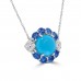 7.42 ct Oval Shaped Turquoise, Tanzanite and Diamonds Pendant Necklace (G-H Color SI-2 I-1 Clarity) in 14 kt White Gold 7.42 ct Oval Shaped Turquoise, Tanzanite and Diamonds Pendant Necklace (G-H Color SI-2 I-1 Clarity) in 14 kt White Gold