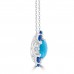 7.42 ct Oval Shaped Turquoise, Tanzanite and Diamonds Pendant Necklace (G-H Color SI-2 I-1 Clarity) in 14 kt White Gold 7.42 ct Oval Shaped Turquoise, Tanzanite and Diamonds Pendant Necklace (G-H Color SI-2 I-1 Clarity) in 14 kt White Gold