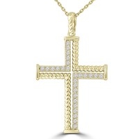 0.37 ct Ladies Round Cut Diamond Cross Pendant Necklace (G Color SI-1 Clarity) in 14 kt Yellow Gold 0.37 ct Ladies Round Cut Diamond Cross Pendant Necklace (G Color SI-1 Clarity) in 14 kt Yellow Gold