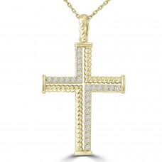 0.37 ct Ladies Round Cut Diamond Cross Pendant Necklace (G Color SI-1 Clarity) in 14 kt Yellow Gold 0.37 ct Ladies Round Cut Diamond Cross Pendant Necklace (G Color SI-1 Clarity) in 14 kt Yellow Gold