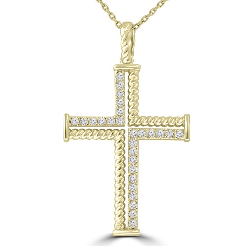 0.37 ct Ladies Round Cut Diamond Cross Pendant Necklace (G Color SI-1 Clarity) in 14 kt Yellow Gold 0.37 ct Ladies Round Cut Diamond Cross Pendant Necklace (G Color SI-1 Clarity) in 14 kt Yellow Gold