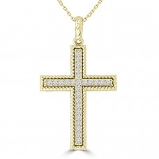 0.45 ct Ladies Round Cut Diamond Cross Pendant Necklace (G Color SI-1 Clarity) in 14 kt Yellow Gold 0.45 ct Ladies Round Cut Diamond Cross Pendant Necklace (G Color SI-1 Clarity) in 14 kt Yellow Gold