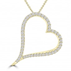 1.39 ct Round Cut Diamond Heart Shape Pendant Necklace (G Color SI-1 Clarity) in 14 kt Yellow Gold 1.39 ct Round Cut Diamond Heart Shape Pendant Necklace (G Color SI-1 Clarity) in 14 kt Yellow Gold