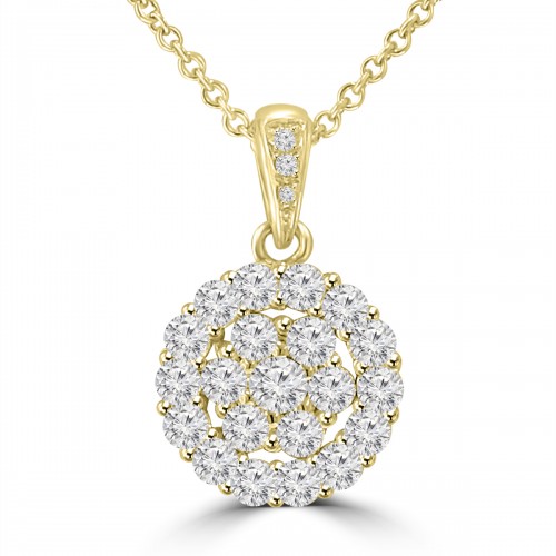 1.81 Ct Ladies Round Cut Diamond Pendant / Necklace Yellow Gold
