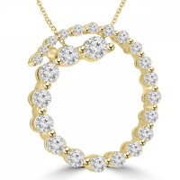 2.00 Ct tw Rond Diamond Spiral Circle Pendant in 14 kt Gold 16 inch Chain 2.00 Ct tw Rond Diamond Spiral Circle Pendant in 14 kt Gold 16 inch Chain