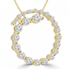 2.00 Ct tw Rond Diamond Spiral Circle Pendant in 14 kt Gold 16 inch Chain 2.00 Ct tw Rond Diamond Spiral Circle Pendant in 14 kt Gold 16 inch Chain