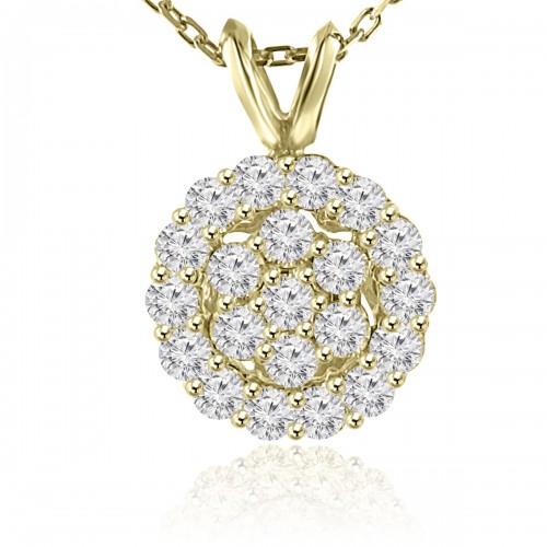 1.00 Ct Ladies Round Cut Diamond Pendant / Necklace Yellow Gold 1.00 Ct Ladies Round Cut Diamond Pendant / Necklace Yellow Gold