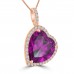 6.96 ct Heart Shaped Amethyst & Diamond Pendant Necklace (G-H Color SI-2 I-1 Clarity) in 14 kt Rose Gold 6.96 ct Heart Shaped Amethyst & Diamond Pendant Necklace (G-H Color SI-2 I-1 Clarity) in 14 kt Rose Gold