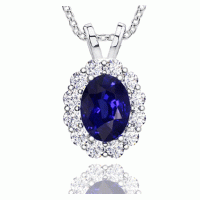5.57 ct Ladies Sapphire and Diamond Pendant with 16 Inch Chain 5.57 ct Ladies Sapphire and Diamond Pendant with 16 Inch Chain