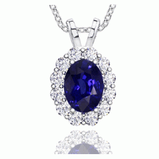 3.20 ct Ladies Sapphire and Diamond Pendant with 16 Inch Chain 3.20 ct Ladies Sapphire and Diamond Pendant with 16 Inch Chain