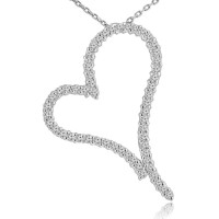 1.30 ct Round Cut Diamond Heart Shape Pendant Necklace (G Color SI-1 Clarity) in 14 kt White Gold 1.30 ct Round Cut Diamond Heart Shape Pendant Necklace (G Color SI-1 Clarity) in 14 kt White Gold