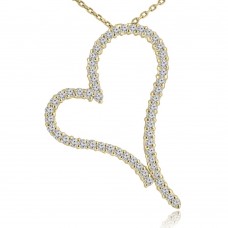 1.30 ct Round Cut Diamond Heart Shape Pendant Necklace (G Color SI-1 Clarity) in 14 kt Yellow Gold 1.30 ct Round Cut Diamond Heart Shape Pendant Necklace (G Color SI-1 Clarity) in 14 kt Yellow Gold