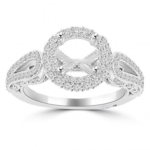 0.85 ct Ladies Round Cut Diamond Semi Mounting Engagement Ring in 14 kt White Gold 0.85 ct Ladies Round Cut Diamond Semi Mounting Engagement Ring in 14 kt White Gold