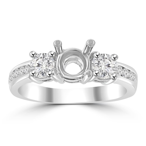 1.22 ct Ladies Round Cut Diamond Semi Mounting Engagement Ring in 14 kt White Gold