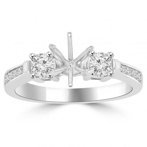 0.62 ct Ladies Round Cut Diamond Semi Mounting Engagement Ring in 14 kt White Gold 0.62 ct Ladies Round Cut Diamond Semi Mounting Engagement Ring in 14 kt White Gold