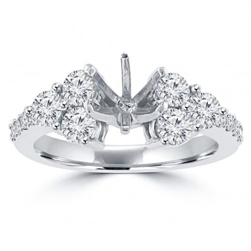 1.25 ct Ladies Round Cut Diamond Semi Mounting Engagement Ring in 14 kt White Gold