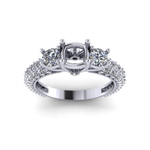 1.85 ct Round Cut Diamond Semi Mount Engagement Ring