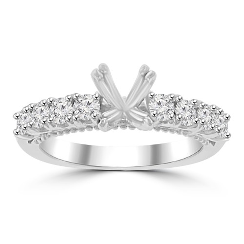0.70 ct Ladies Round Cut Diamond Semi Mounting Ring in 14 kt White Gold 0.70 ct Ladies Round Cut Diamond Semi Mounting Ring in 14 kt White Gold