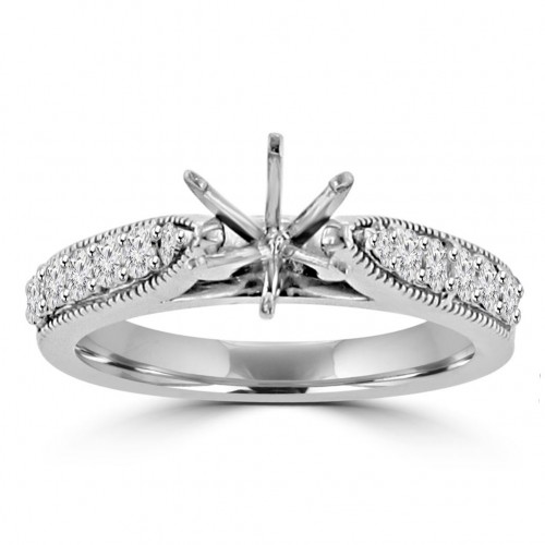 0.70 ct Round Cut Diamond Engagement Semi Mount Ring Whit Millgrain on The Shank 0.70 ct Round Cut Diamond Engagement Semi Mount Ring Whit Millgrain on The Shank