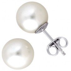 White Pearl Stud Earrings in Silver White Pearl Stud Earrings in Silver