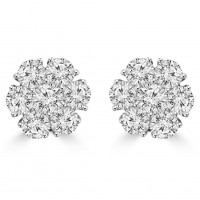 1.80 ct Round Cut Diamond Cluster Earrings In 14 kt White Gold 1.80 ct Round Cut Diamond Cluster Earrings In 14 kt White Gold