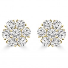 1.80 ct Round Cut Diamond Cluster Earrings In 14 kt Yellow Gold 1.80 ct Round Cut Diamond Cluster Earrings In 14 kt Yellow Gold