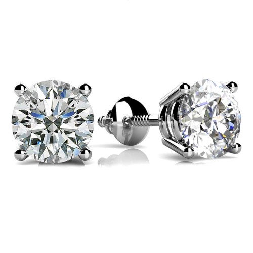 2.00 ct Round Cut Cubic Zirconia Stud Earrings in Screw Back