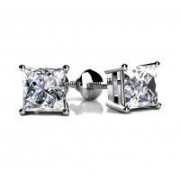 3.00 ct Princess Cut Cubic Zirconia Stud Earrings in Screw Back 3.00 ct Princess Cut Cubic Zirconia Stud Earrings in Screw Back