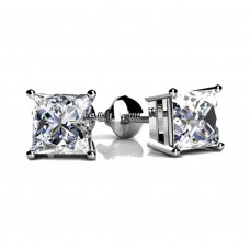 3.00 ct Princess Cut Cubic Zirconia Stud Earrings in Screw Back 3.00 ct Princess Cut Cubic Zirconia Stud Earrings in Screw Back