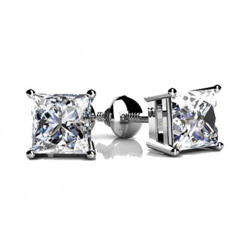 3.00 ct Princess Cut Cubic Zirconia Stud Earrings in Screw Back 3.00 ct Princess Cut Cubic Zirconia Stud Earrings in Screw Back