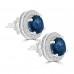 4.65 ct Sapphire With Round Cut Diamond Accented Stud Earrings