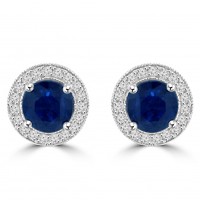 4.65 ct Sapphire With Round Cut Diamond Accented Stud Earrings 4.65 ct Sapphire With Round Cut Diamond Accented Stud Earrings