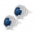 4.65 ct Sapphire With Round Cut Diamond Accented Stud Earrings